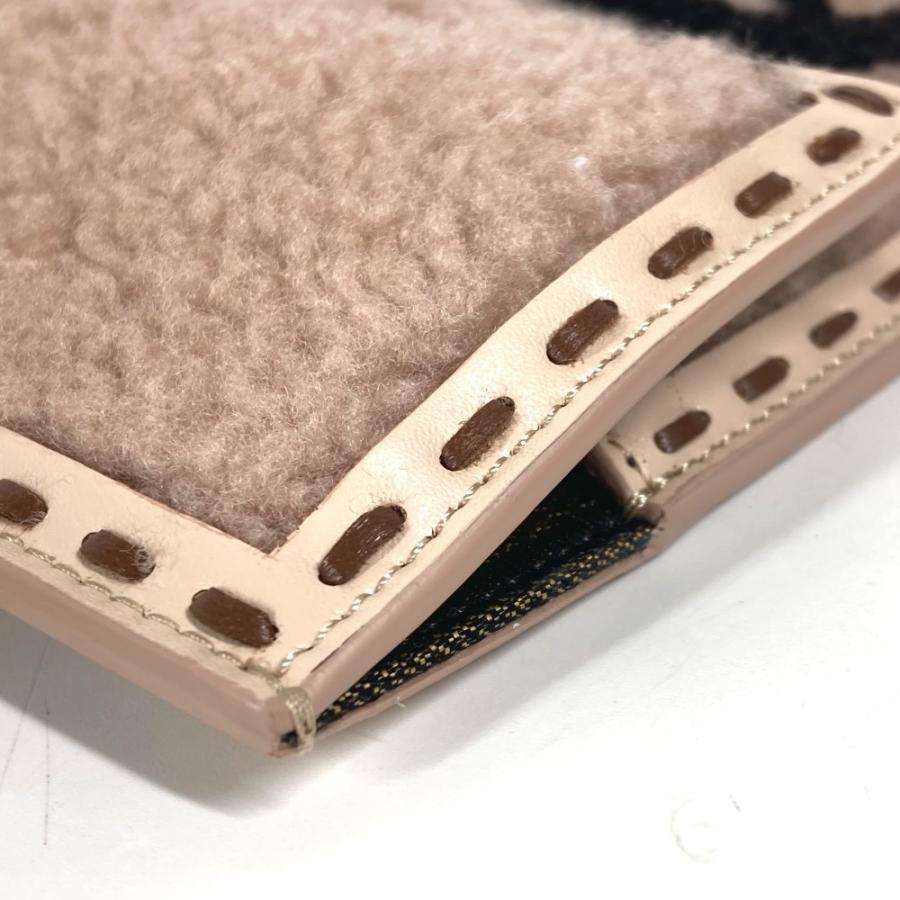 美品 FENDI フェンディ 7AS047 フォンポーチ カバン FF ロゴ ファー チャーム スマホケース ポーチ ベージュ レディース【中古】 | FENDI | 06