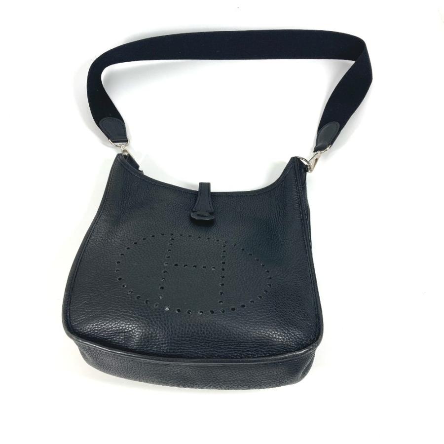 新品未使用 Hパンチング 黒 ブラックショルダーバッグ 高級革 HERMES（エルメス） エブリン2 PM 斜め掛け カバン Hパンチングロゴ