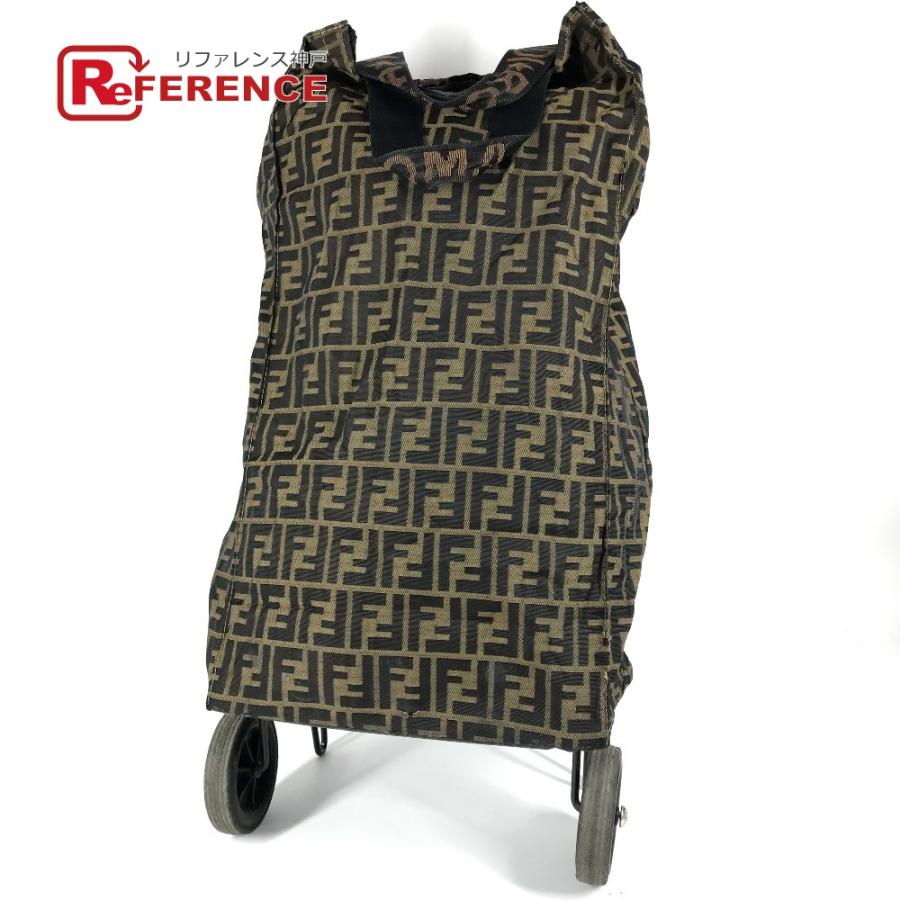 FENDI フェンディ ズッカ 折り畳み スーツケース キャリーケース カバン 2輪 車輪付き キャリーバッグ ブラウン レディース【中古】 | FENDI