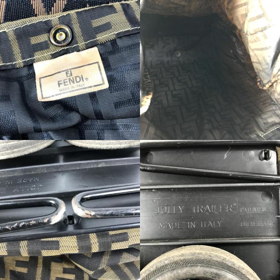 FENDI フェンディ ズッカ 折り畳み スーツケース キャリーケース カバン 2輪 車輪付き キャリーバッグ ブラウン レディース【中古】 | FENDI | 08