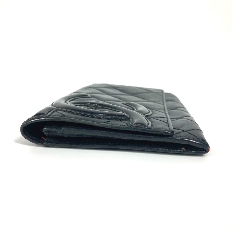 CHANEL シャネル CC ココマーク コンパクトウォレット 財布 カンボンライン 2つ折り財布 ブラック レディース【中古】 | CHANEL | 02