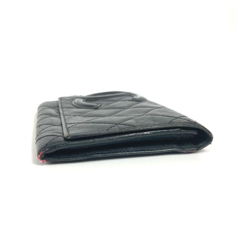 CHANEL シャネル CC ココマーク コンパクトウォレット 財布 カンボンライン 2つ折り財布 ブラック レディース【中古】 | CHANEL | 03