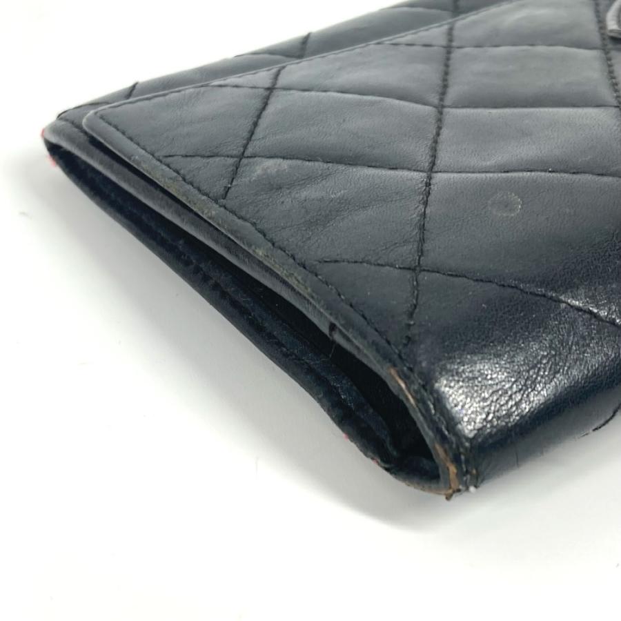CHANEL シャネル CC ココマーク コンパクトウォレット 財布 カンボンライン 2つ折り財布 ブラック レディース【中古】 | CHANEL | 04