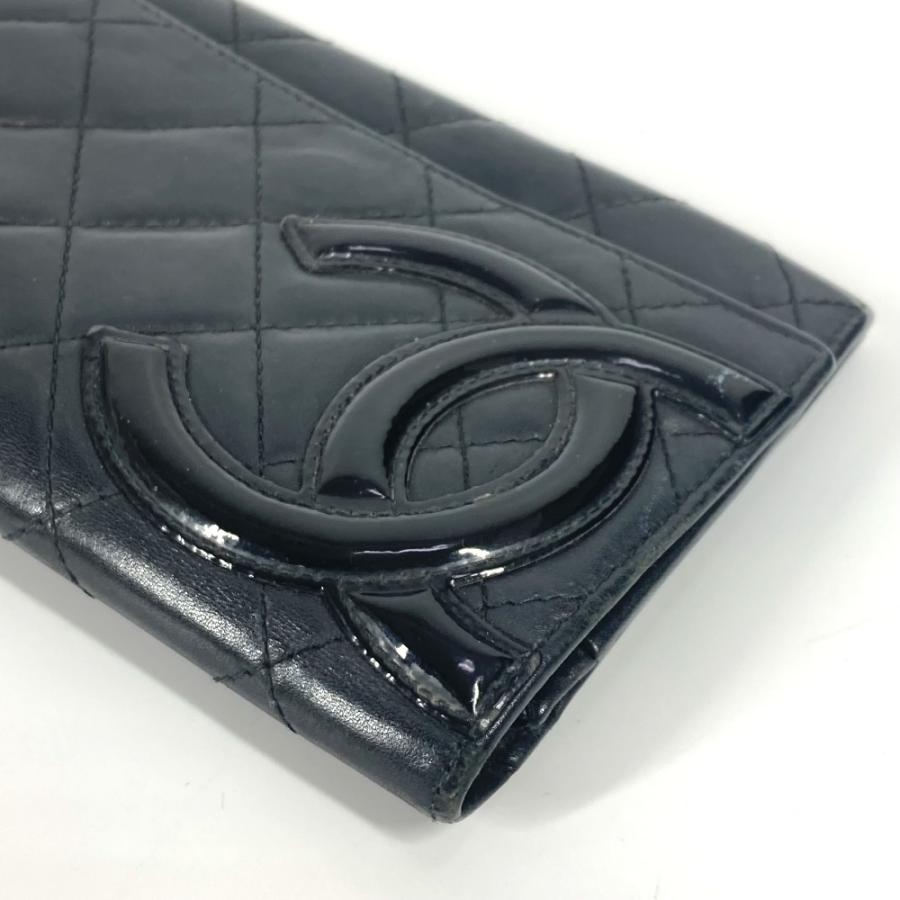 CHANEL シャネル CC ココマーク コンパクトウォレット 財布 カンボンライン 2つ折り財布 ブラック レディース【中古】 | CHANEL | 06