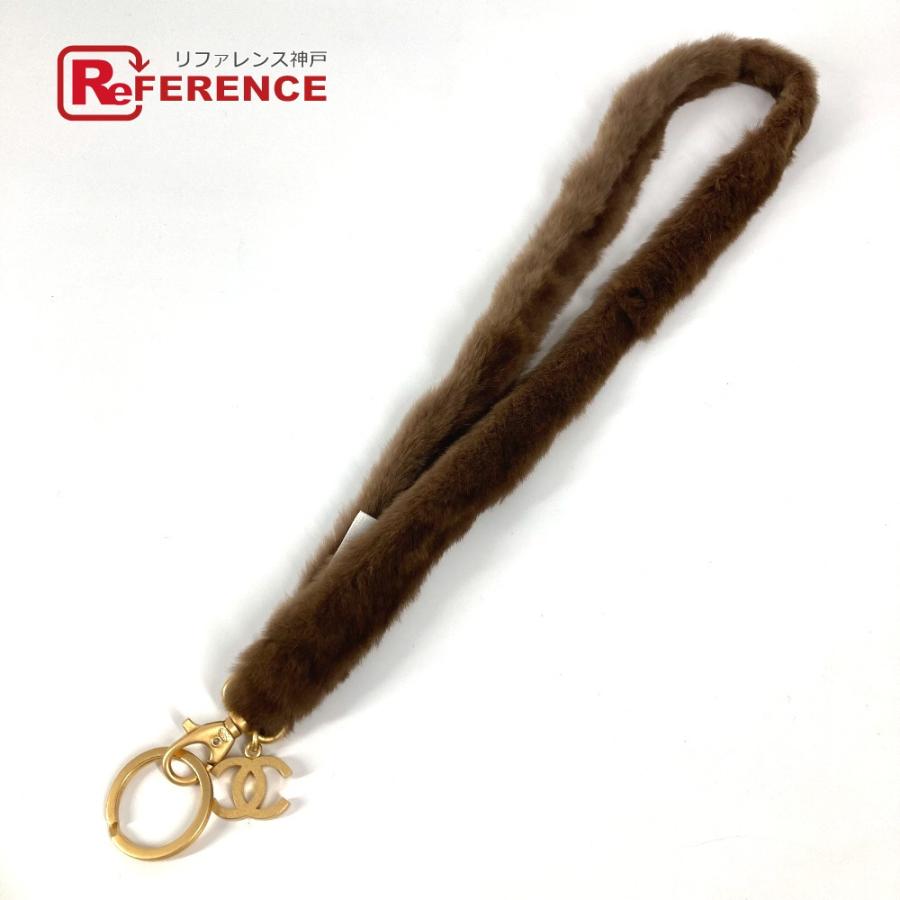 美品 CHANEL シャネル CC ココマーク ファー ネックストラップ ファー 03A ストラップ ブラウン レディース【中古】 | CHANEL