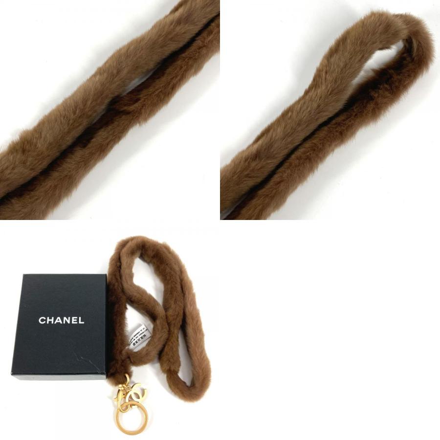 美品 CHANEL シャネル CC ココマーク ファー ネックストラップ ファー 03A ストラップ ブラウン レディース【中古】 | CHANEL | 09