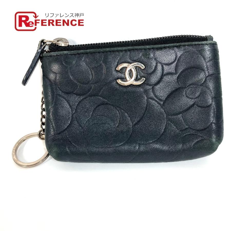 CHANEL シャネル カメリア CC コインケース 財布 小銭入れ キーリング付き コインケース ブラック レディース【中古】 | CHANEL