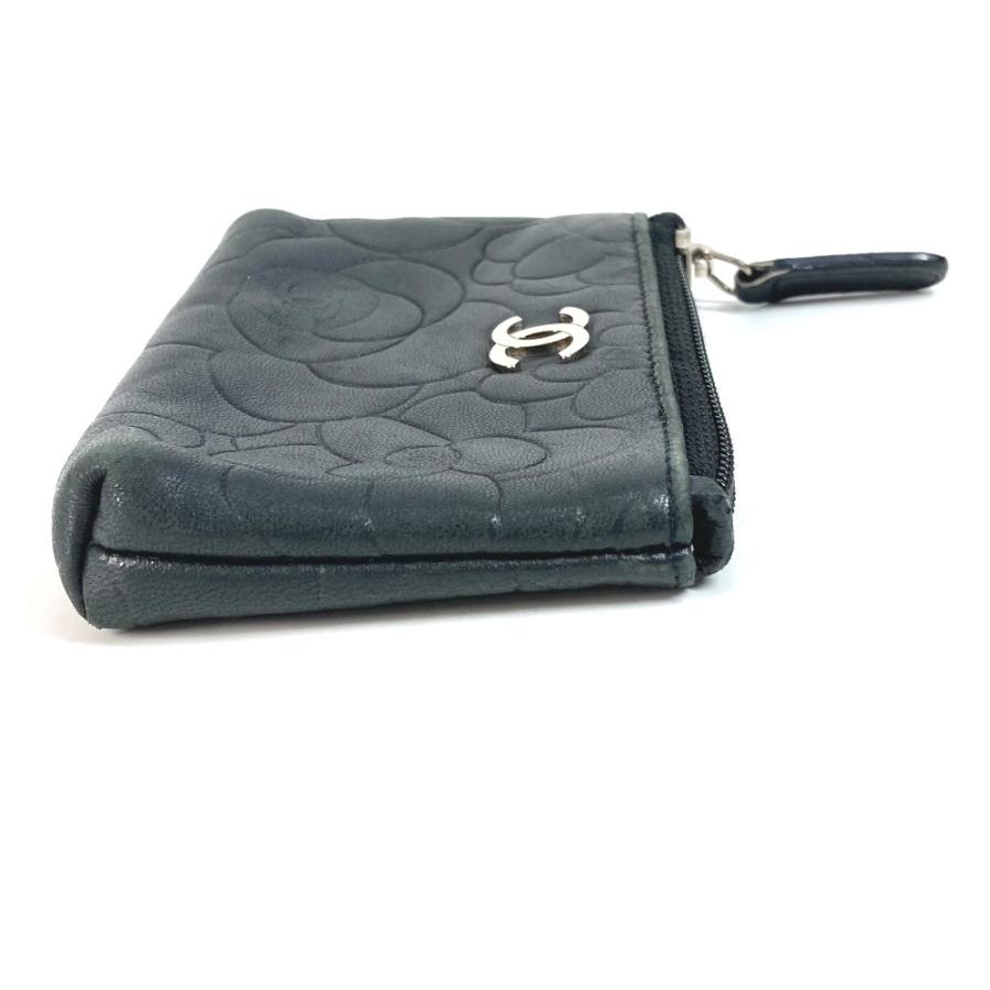 CHANEL シャネル カメリア CC コインケース 財布 小銭入れ キーリング付き コインケース ブラック レディース【中古】 | CHANEL | 01