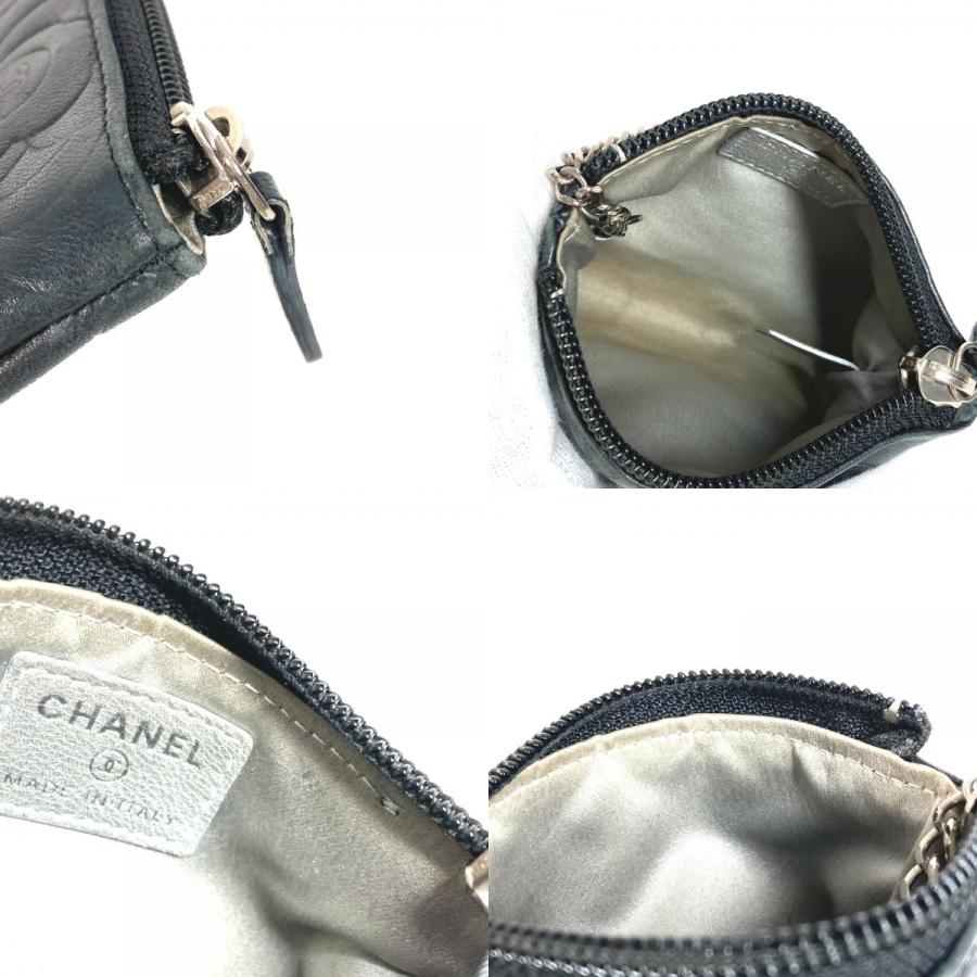 CHANEL シャネル カメリア CC コインケース 財布 小銭入れ キーリング付き コインケース ブラック レディース【中古】 | CHANEL | 08