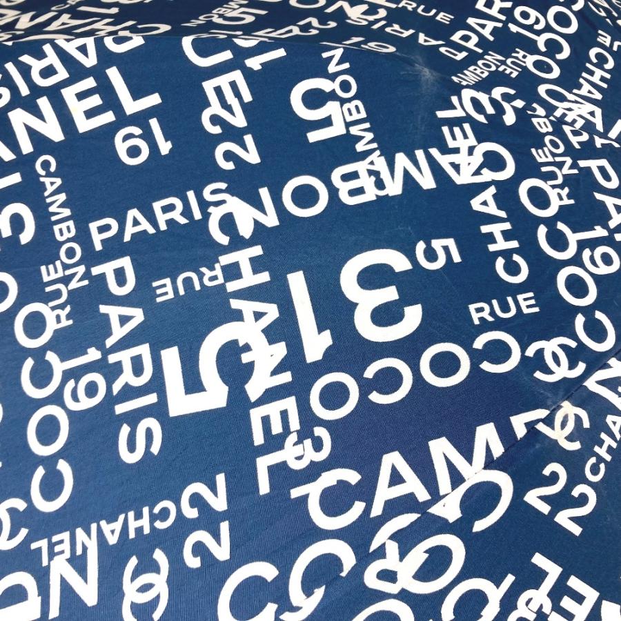 CHANEL シャネル パラプリュイ アンブレラ 折り畳み傘 ワンタッチ ポーチ付き バイシーライン 傘 ネイビー レディース【中古】 | CHANEL | 07