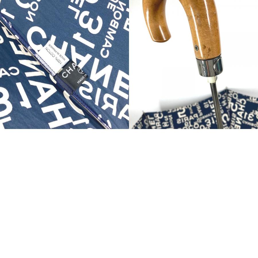 CHANEL シャネル パラプリュイ アンブレラ 折り畳み傘 ワンタッチ ポーチ付き バイシーライン 傘 ネイビー レディース【中古】 | CHANEL | 09