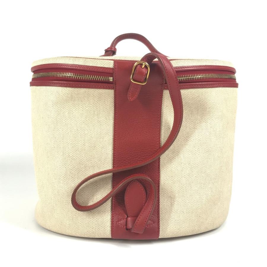 HERMES エルメス インターシティ BOX メイクボックス  化粧 バイカラー ハンドバッグ レッド レディース【中古】 | HERMES | 01
