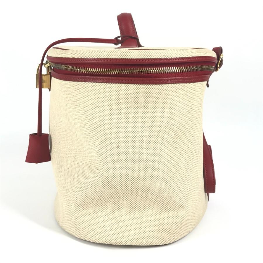 HERMES エルメス インターシティ BOX メイクボックス  化粧 バイカラー ハンドバッグ レッド レディース【中古】 | HERMES | 03
