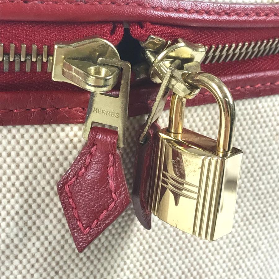 HERMES エルメス インターシティ BOX メイクボックス  化粧 バイカラー ハンドバッグ レッド レディース【中古】 | HERMES | 06