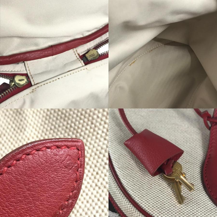 HERMES エルメス インターシティ BOX メイクボックス  化粧 バイカラー ハンドバッグ レッド レディース【中古】 | HERMES | 09