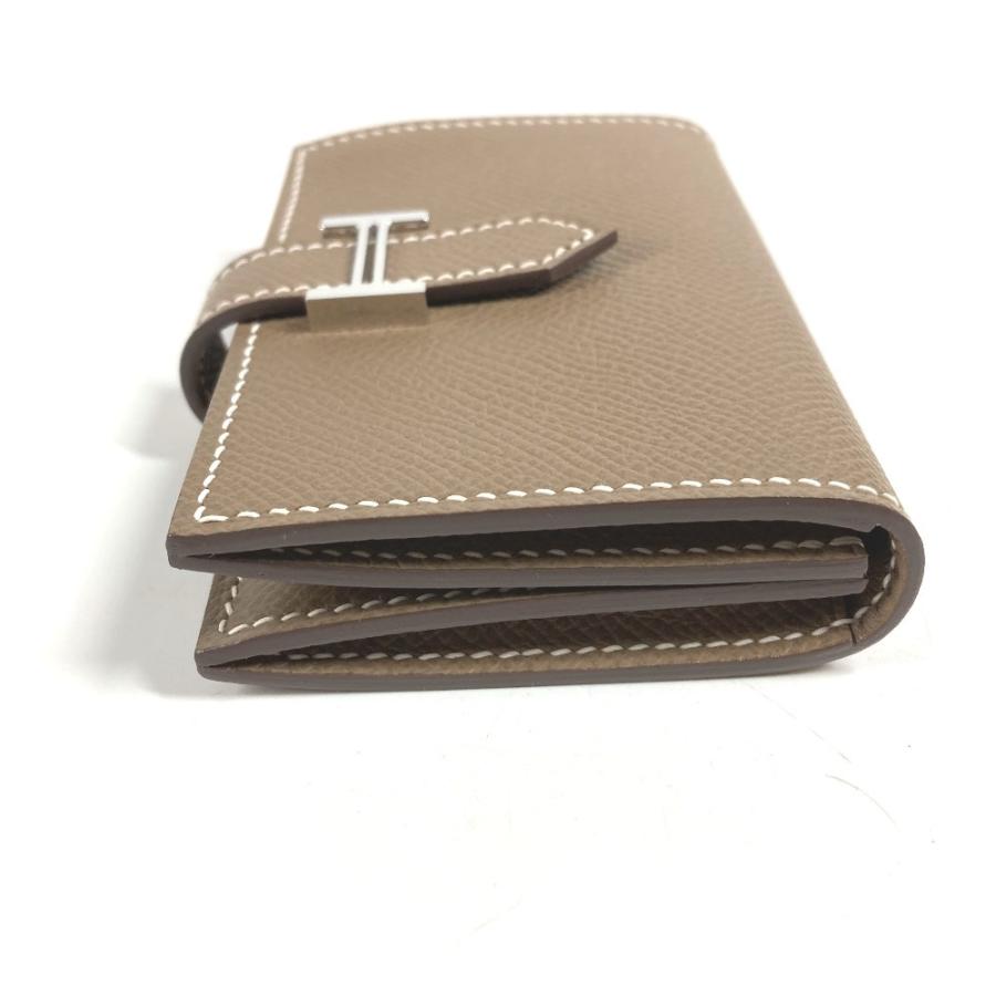 HERMES エルメス ベアン Hロゴ 名刺入れ パスケース 2つ折り カードケース エトゥープ ベージュ系 ユニセックス【中古】 | HERMES | 02