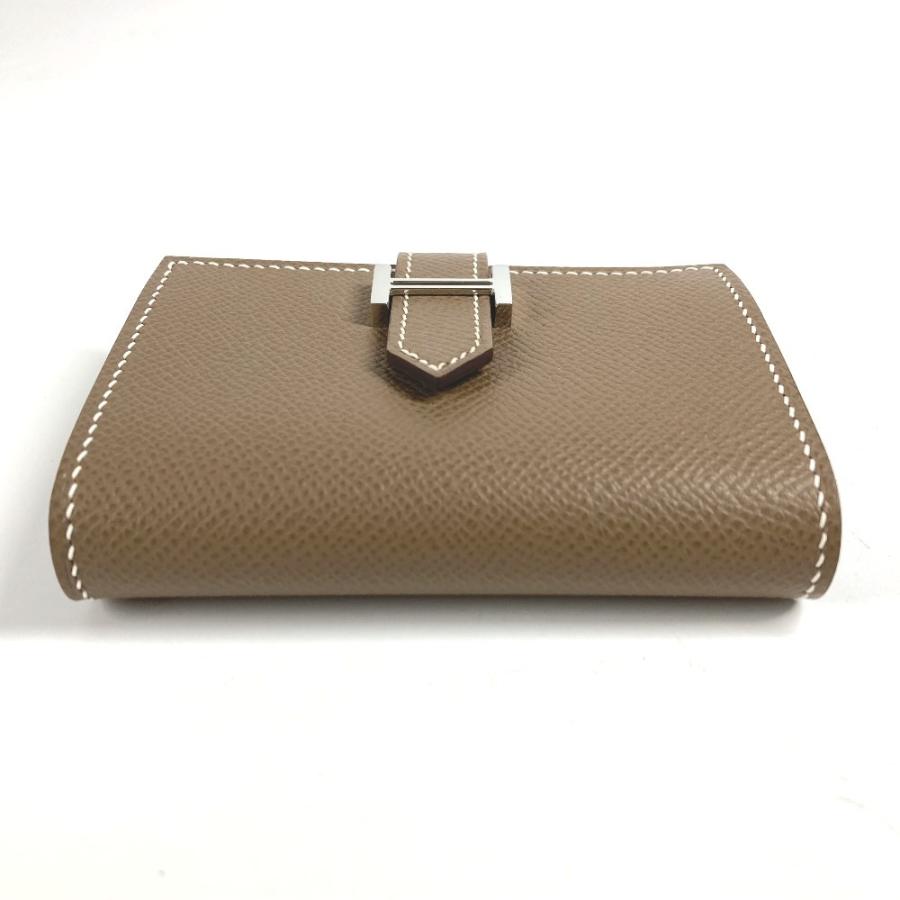 HERMES エルメス ベアン Hロゴ 名刺入れ パスケース 2つ折り カードケース エトゥープ ベージュ系 ユニセックス【中古】 | HERMES | 03