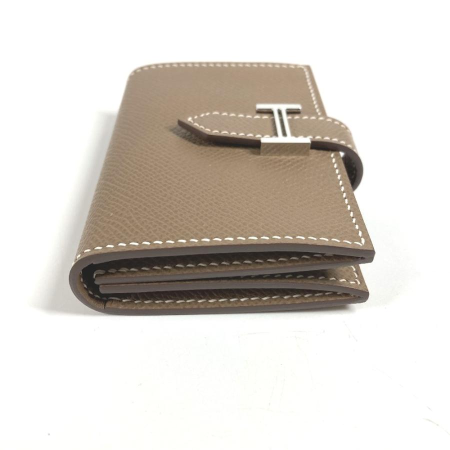 HERMES エルメス ベアン Hロゴ 名刺入れ パスケース 2つ折り カードケース エトゥープ ベージュ系 ユニセックス【中古】 | HERMES | 04