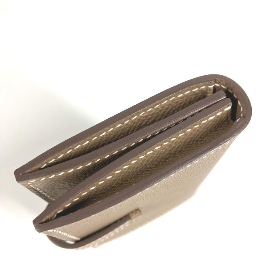 HERMES エルメス ベアン Hロゴ 名刺入れ パスケース 2つ折り カードケース エトゥープ ベージュ系 ユニセックス【中古】 | HERMES | 06