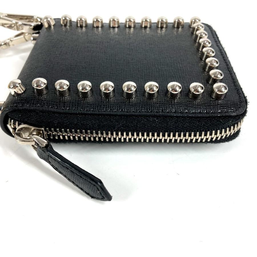 FENDI フェンディ 7M0197 カールラガーフェルド ラウンドファスナー ウォレットチェーン付き 2つ折り財布 ブラック【中古】 | FENDI | 02