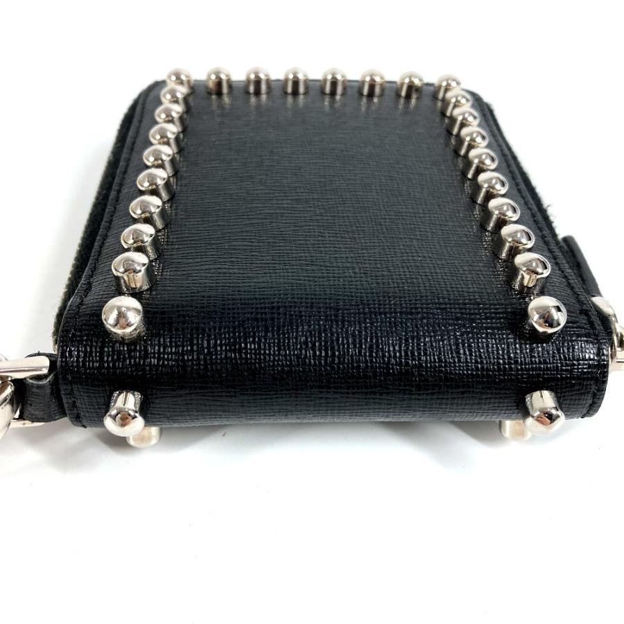 FENDI フェンディ 7M0197 カールラガーフェルド ラウンドファスナー ウォレットチェーン付き 2つ折り財布 ブラック【中古】 | FENDI | 04