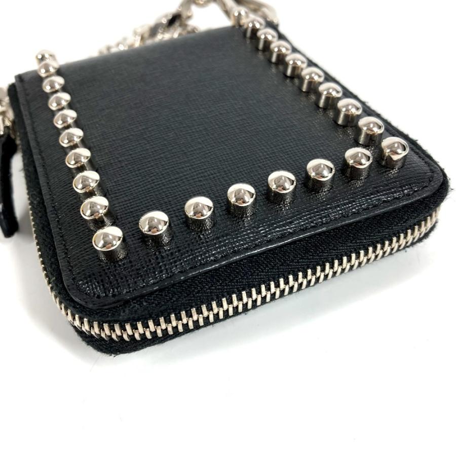 FENDI フェンディ 7M0197 カールラガーフェルド ラウンドファスナー ウォレットチェーン付き 2つ折り財布 ブラック【中古】 | FENDI | 05