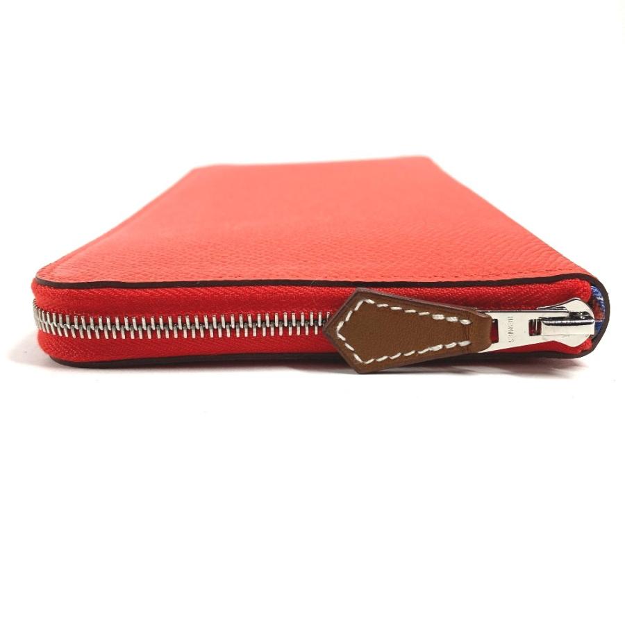 美品 HERMES エルメス アザップロング シルクイン  ロングウォレット ラウンドファスナー 長財布 カプシーヌ オレンジ レディース【中古】 | HERMES | 02