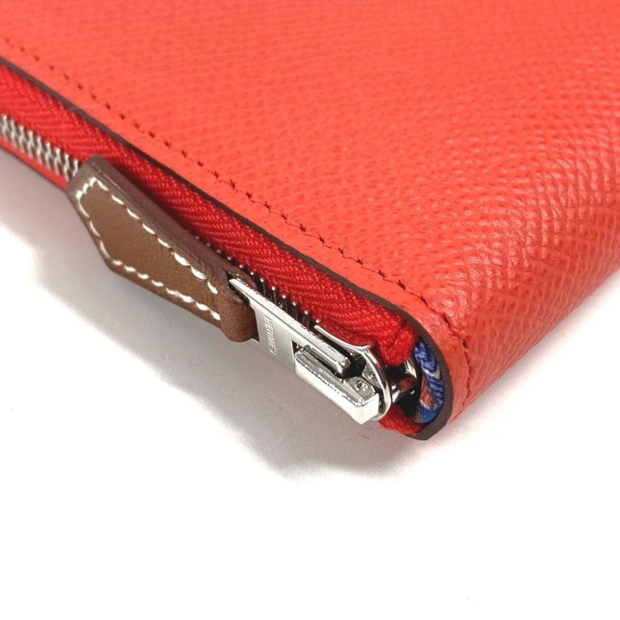 美品 HERMES エルメス アザップロング シルクイン  ロングウォレット ラウンドファスナー 長財布 カプシーヌ オレンジ レディース【中古】 | HERMES | 06