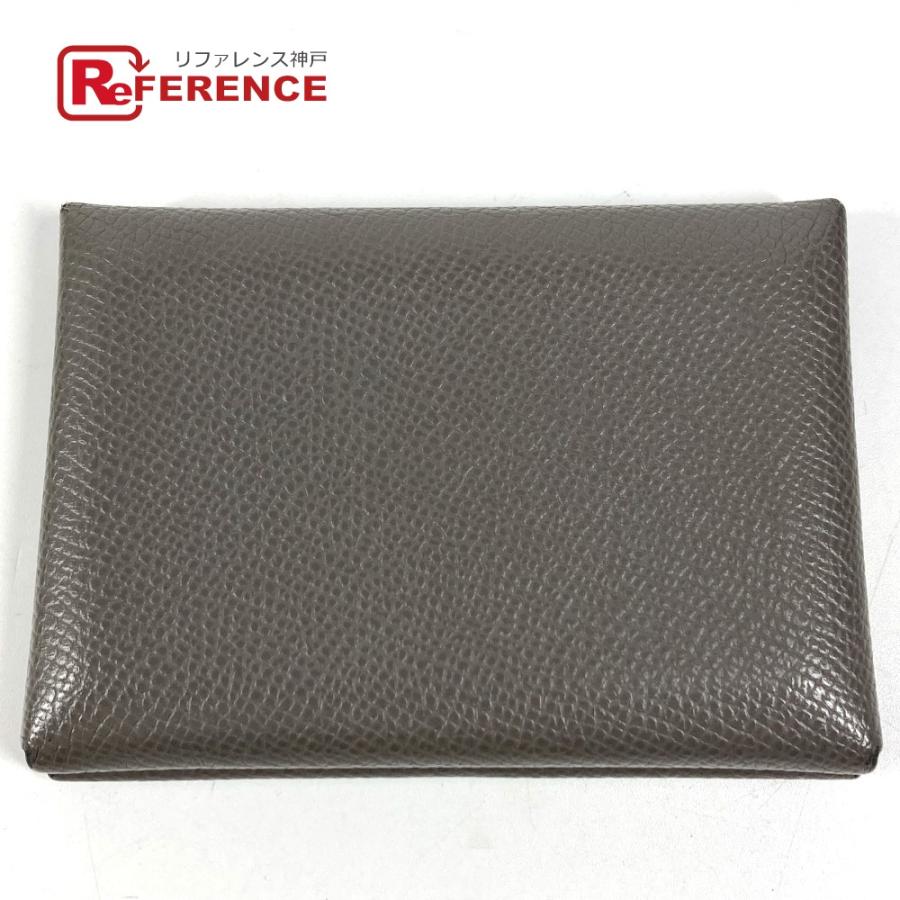 HERMES エルメス カルヴィデュオ  カードケース 小銭入れ コインケース 名刺入れ パスケース 2つ折り財布 エタン グレー 【中古】 | HERMES