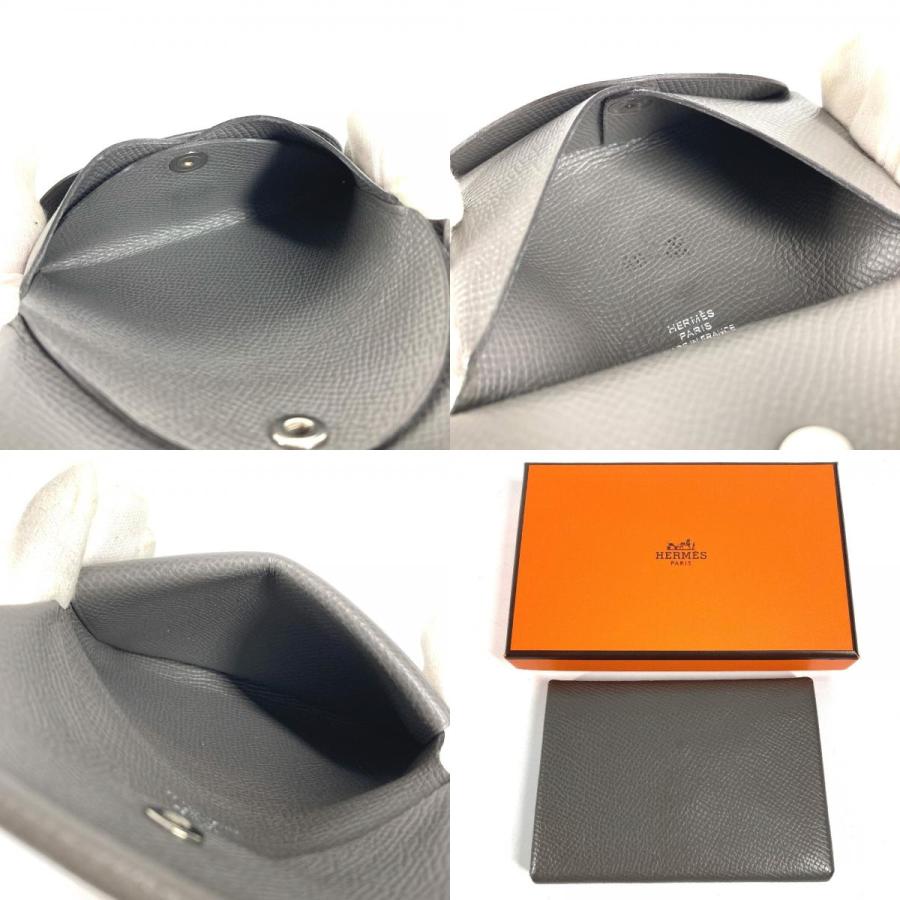 HERMES エルメス カルヴィデュオ  カードケース 小銭入れ コインケース 名刺入れ パスケース 2つ折り財布 エタン グレー 【中古】 | HERMES | 09