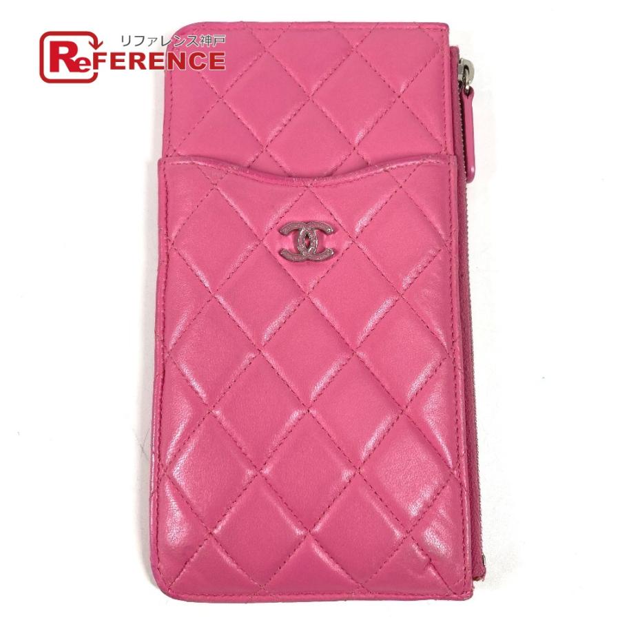 CHANEL シャネル CC ココマーク ロゴ キルティング マトラッセ 財布 ポーチ ウォレット フラグメントケース 長財布 ピンク【中古】 | CHANEL