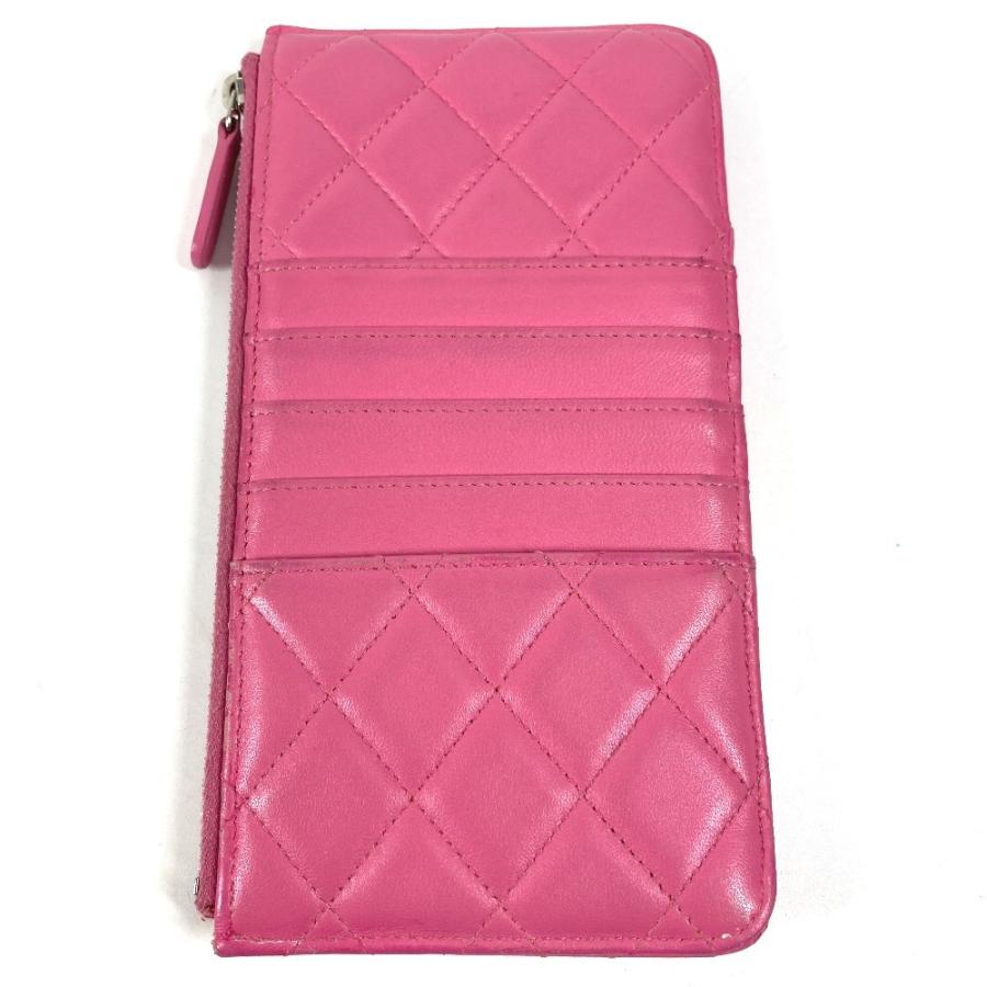 CHANEL シャネル CC ココマーク ロゴ キルティング マトラッセ 財布 ポーチ ウォレット フラグメントケース 長財布 ピンク【中古】 | CHANEL | 01