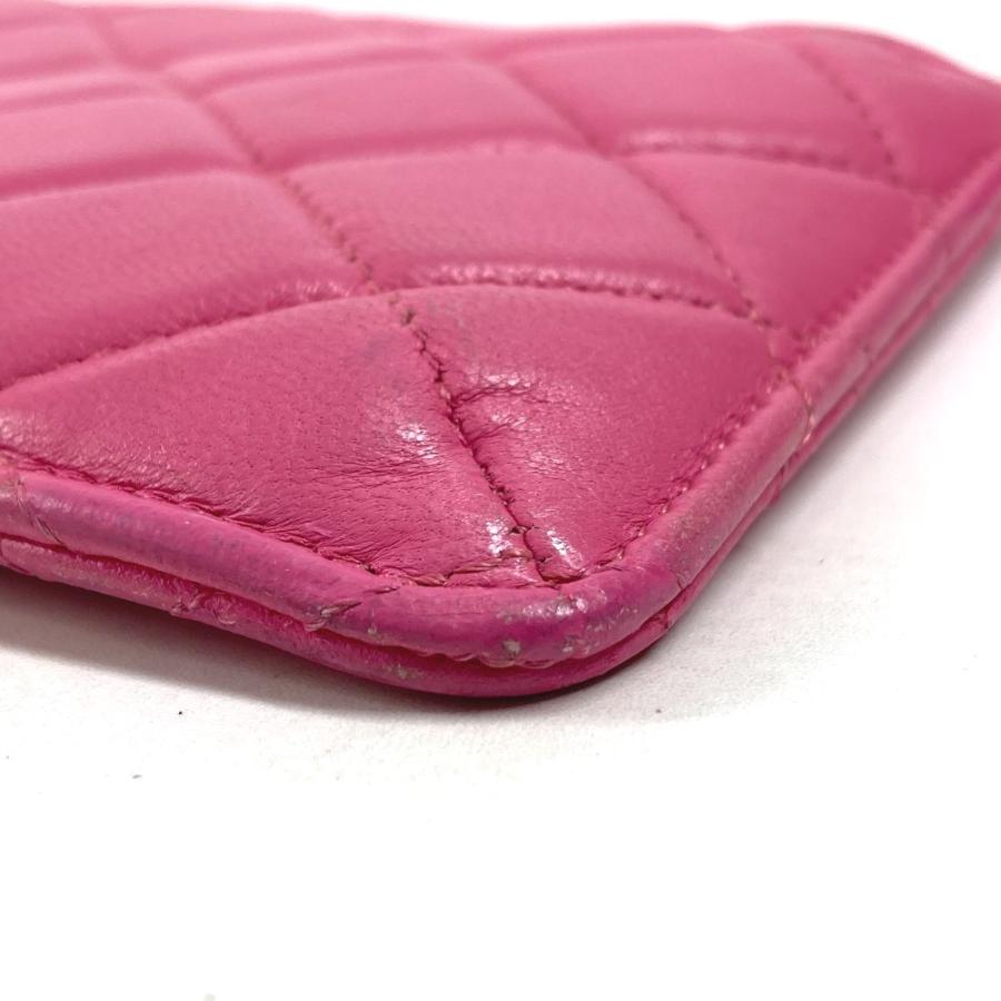 CHANEL シャネル CC ココマーク ロゴ キルティング マトラッセ 財布 ポーチ ウォレット フラグメントケース 長財布 ピンク【中古】 | CHANEL | 03