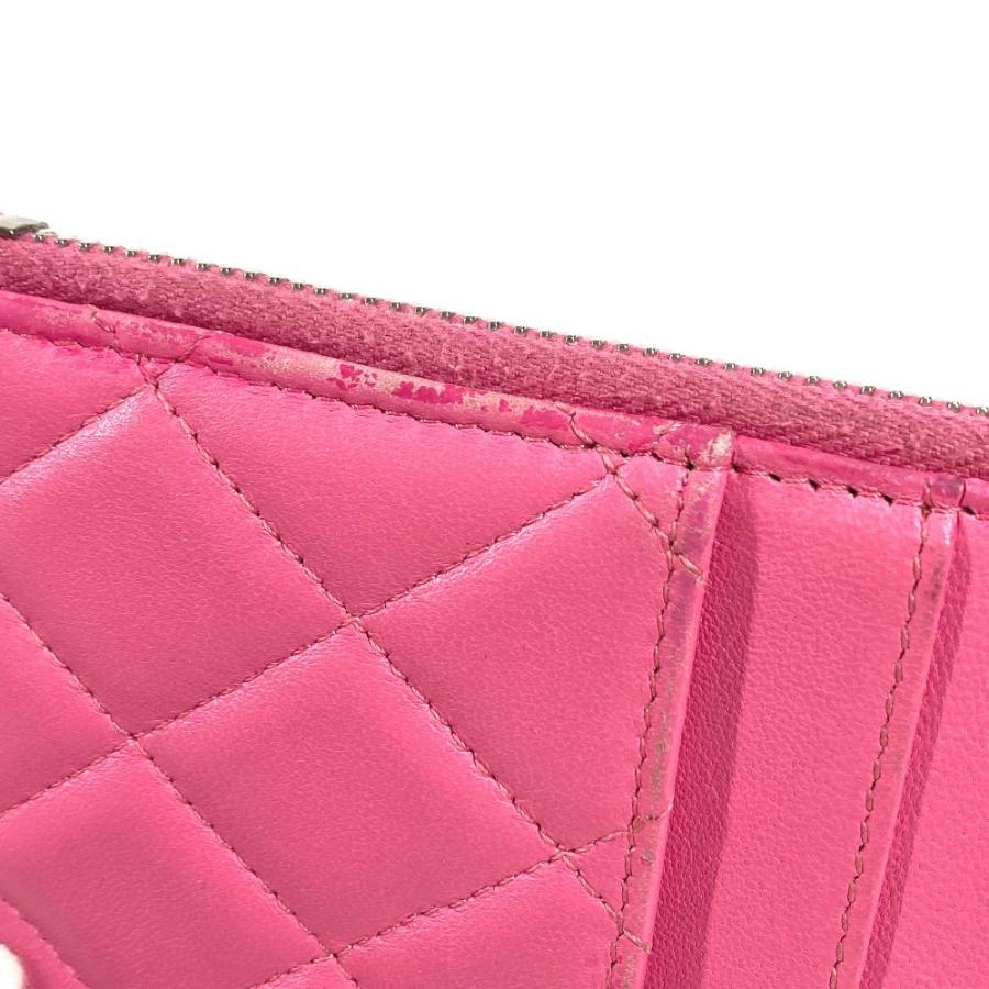 CHANEL シャネル CC ココマーク ロゴ キルティング マトラッセ 財布 ポーチ ウォレット フラグメントケース 長財布 ピンク【中古】 | CHANEL | 06