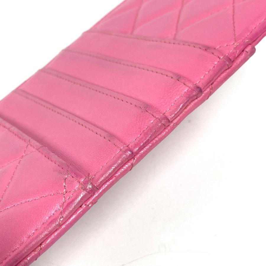 CHANEL シャネル CC ココマーク ロゴ キルティング マトラッセ 財布 ポーチ ウォレット フラグメントケース 長財布 ピンク【中古】 | CHANEL | 07