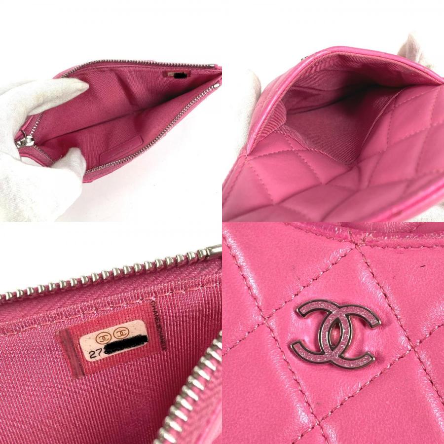 CHANEL シャネル CC ココマーク ロゴ キルティング マトラッセ 財布 ポーチ ウォレット フラグメントケース 長財布 ピンク【中古】 | CHANEL | 08