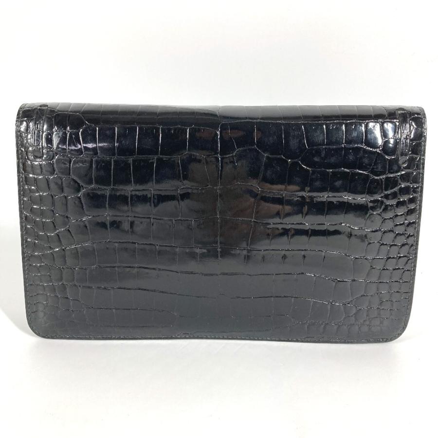 HERMES エルメス ロゴ フラップ タッセル フリンジ ポーチ セカンドバッグ カバン ヴィンテージ クラッチバッグ ブラック 【中古】 | HERMES | 01