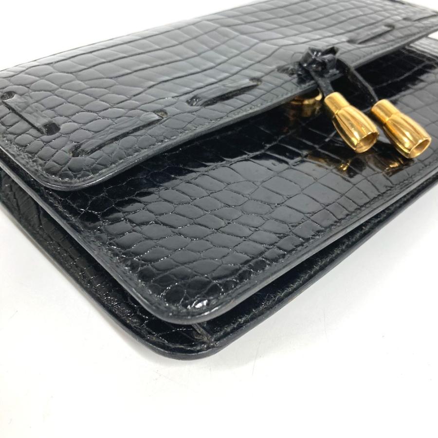 HERMES エルメス ロゴ フラップ タッセル フリンジ ポーチ セカンドバッグ カバン ヴィンテージ クラッチバッグ ブラック 【中古】 | HERMES | 03