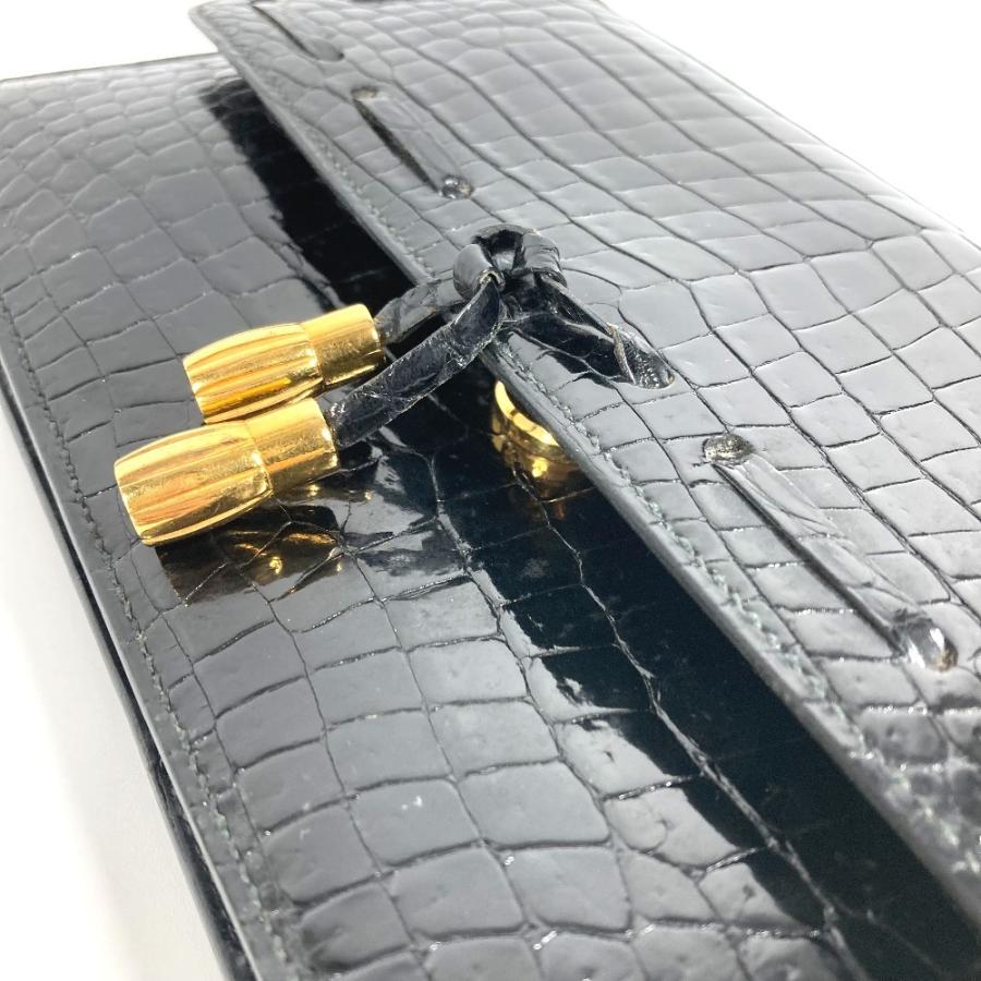 HERMES エルメス ロゴ フラップ タッセル フリンジ ポーチ セカンドバッグ カバン ヴィンテージ クラッチバッグ ブラック 【中古】 | HERMES | 07