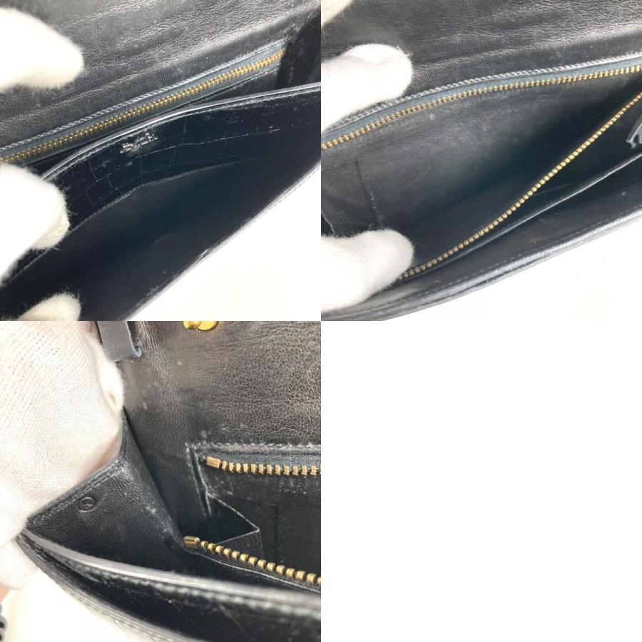 HERMES エルメス ロゴ フラップ タッセル フリンジ ポーチ セカンドバッグ カバン ヴィンテージ クラッチバッグ ブラック 【中古】 | HERMES | 09