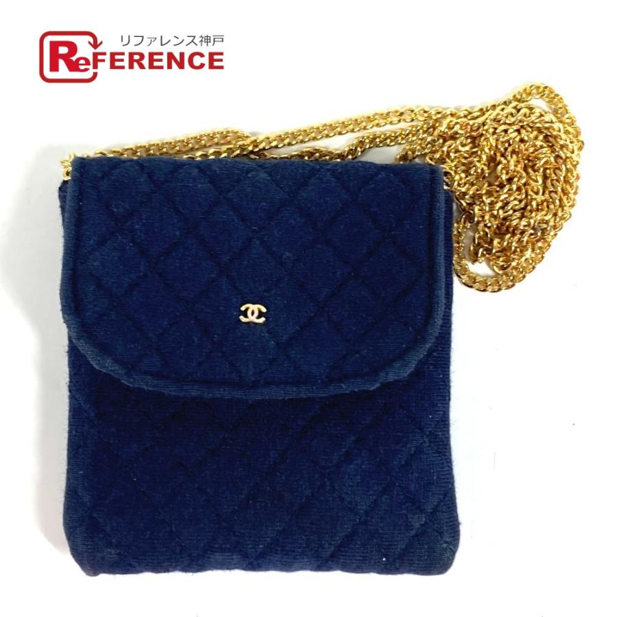 CHANEL シャネル ココマーク マトラッセ ロゴ CC キルティング チェーン ミニチュア ポーチ 斜め掛け ショルダーバッグ ネイビー 【中古】 | CHANEL