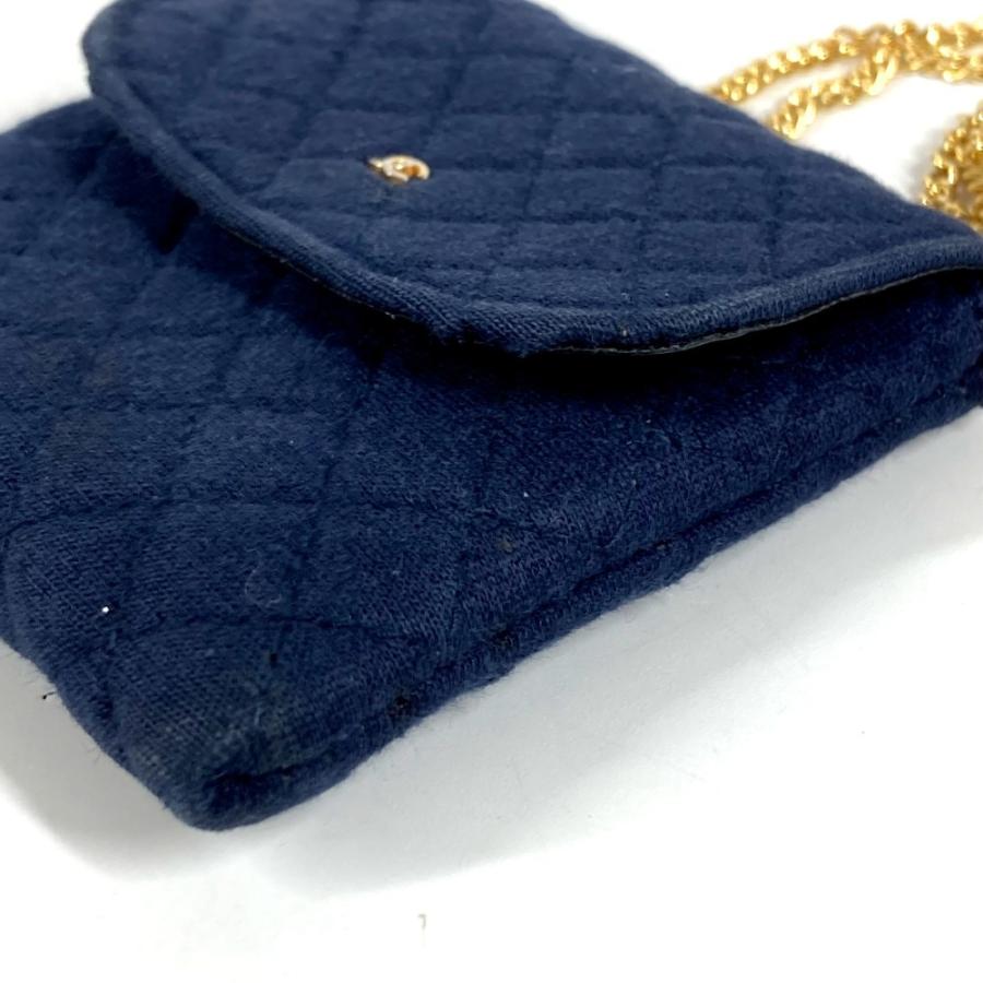 CHANEL シャネル ココマーク マトラッセ ロゴ CC キルティング チェーン ミニチュア ポーチ 斜め掛け ショルダーバッグ ネイビー 【中古】 | CHANEL | 03