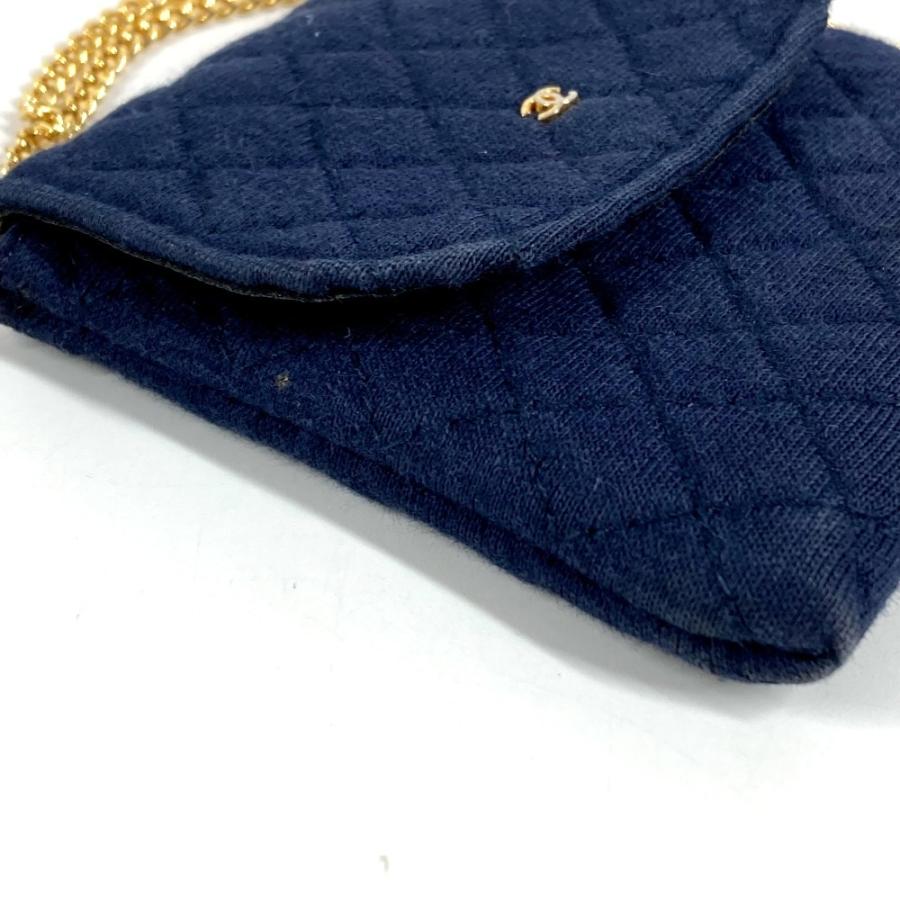 CHANEL シャネル ココマーク マトラッセ ロゴ CC キルティング チェーン ミニチュア ポーチ 斜め掛け ショルダーバッグ ネイビー 【中古】 | CHANEL | 04