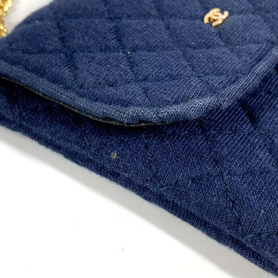CHANEL シャネル ココマーク マトラッセ ロゴ CC キルティング チェーン ミニチュア ポーチ 斜め掛け ショルダーバッグ ネイビー 【中古】 | CHANEL | 05