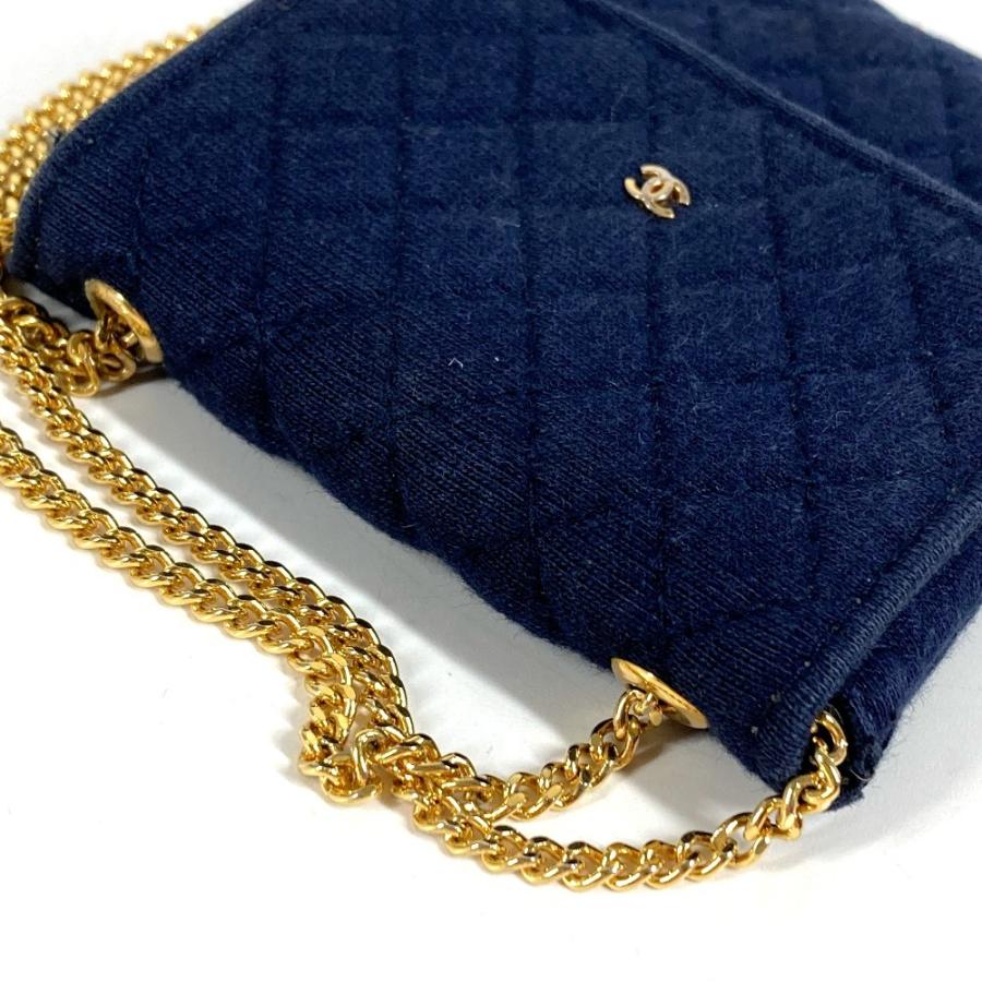 CHANEL シャネル ココマーク マトラッセ ロゴ CC キルティング チェーン ミニチュア ポーチ 斜め掛け ショルダーバッグ ネイビー 【中古】 | CHANEL | 06