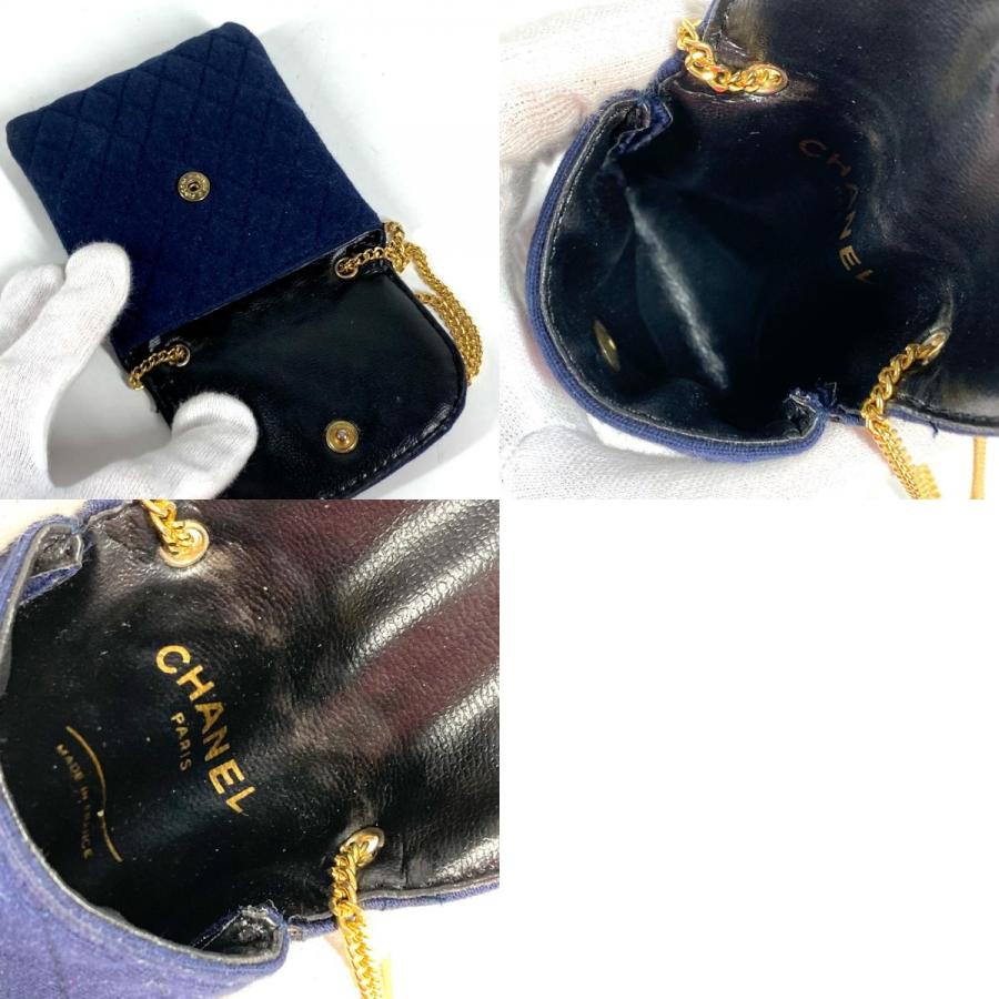 CHANEL シャネル ココマーク マトラッセ ロゴ CC キルティング チェーン ミニチュア ポーチ 斜め掛け ショルダーバッグ ネイビー 【中古】 | CHANEL | 09