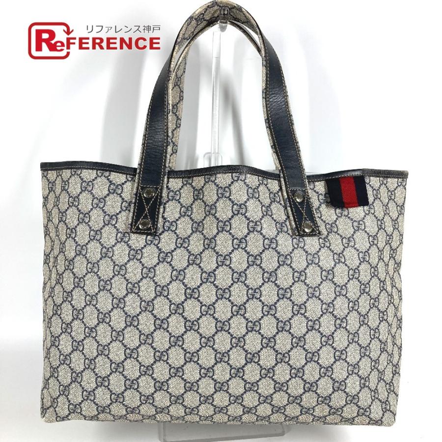GUCCI グッチ 211134 GG ロゴ カバン 肩掛け トートバッグ GGスプリーム シェリーライン ショルダーバッグ ネイビー ユニセックス【中古】 | GUCCI