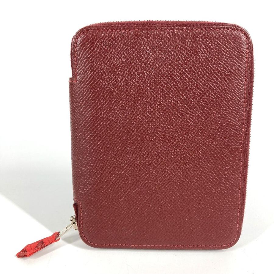 HERMES エルメス アザップ アジェンダ シルクイン  システム手帳 ステーショナリー ラウンドファスナー 手帳カバー ワインレッド系【中古】 | HERMES | 01
