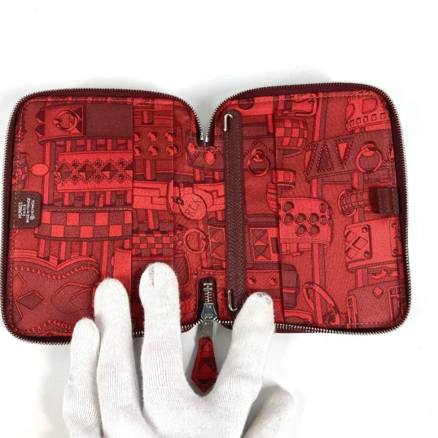 HERMES エルメス アザップ アジェンダ シルクイン  システム手帳 ステーショナリー ラウンドファスナー 手帳カバー ワインレッド系【中古】 | HERMES | 07