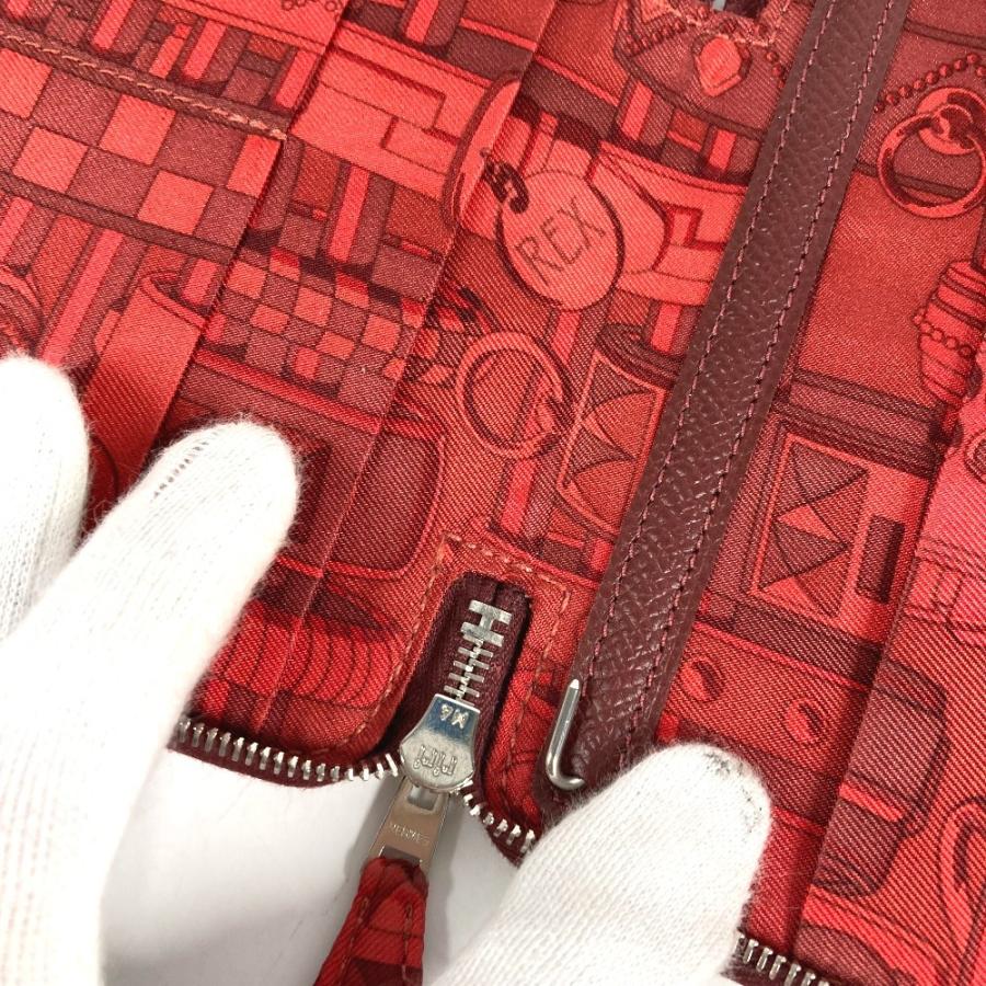 HERMES エルメス アザップ アジェンダ シルクイン  システム手帳 ステーショナリー ラウンドファスナー 手帳カバー ワインレッド系【中古】 | HERMES | 08